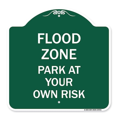 Designer Series Sign-Flood Zone, Green & White Aluminum Architectural Sign
